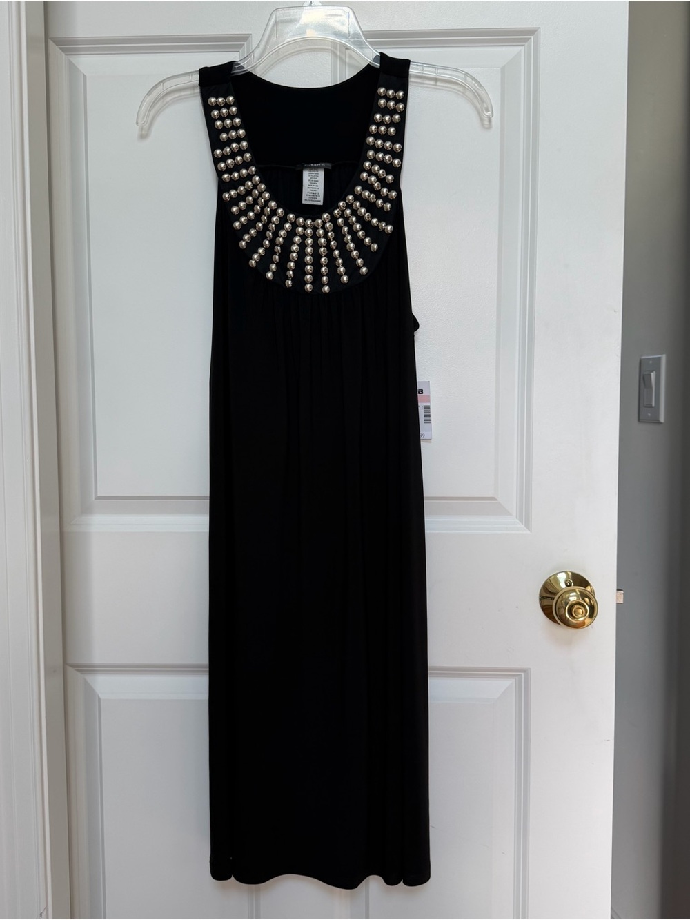 Taboo Black Maxi Dress with Silver Studded Scoop Neck